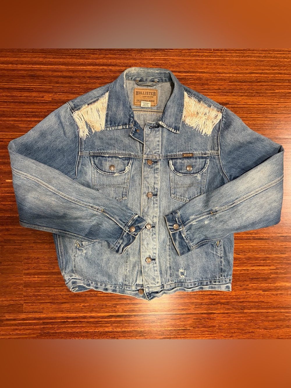Vintage Hollister Sanforized Denim Fringe Jacket XL